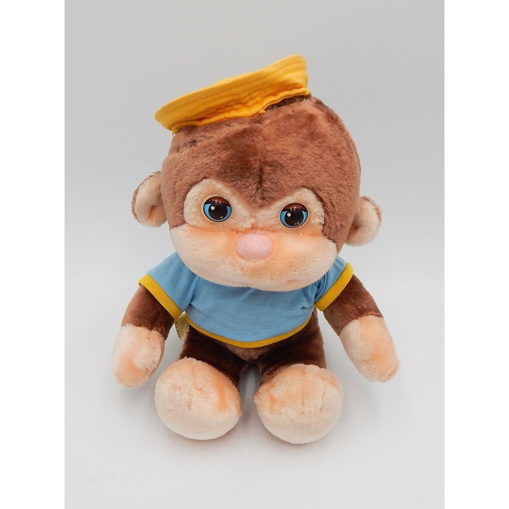 Hasbro Softies Googlies 10 Inch Monkey Wearing Blue Shirt 1986